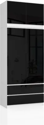 Produktbild von Kleiderschrank mit 90 cm Auszug LOTA – weiß/schwarz glänzend