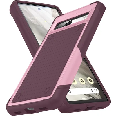 Immagine prodotto di Custodia per Google Pixel 7A, qualità militare, custodia ibrida antiurto 2in1 in PC rigido e TPU morbido Rosa Rosso