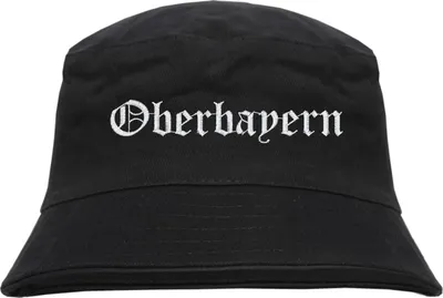 Produktbild von Oberbayern Fischerhut - Altdeutsch - bestickt -  Bucket Hat Anglerhut Hut Schwarz L/XL