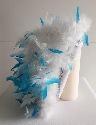 Produktbild von N8-57-58 weiß mit Silberborte und türkis-weißer Boa Kinder-Damen-Herren Funkenhut Gr.57-58