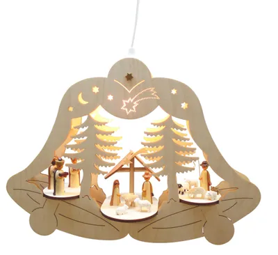 Imagen del producto de Decoración para ventanas, imagen de la Sagrada Familia, motivos naturales, con iluminación. Dimensiones: 37x28x10 cm. Producto nuevo