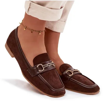 Zdjęcie produktu dla Loafersy Mokasyny Damskie Z Ozdobą Brązowe Palerina 39