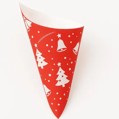 Produktbild von Papierspitztüten Weihnachten 125g Rot 100 Stück aufgefädelt Süßigkeiten Geschenk