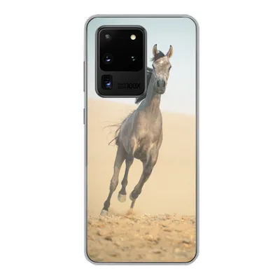 Produktbild von MuchoWow® Handyhülle Schutzhülle Hülle für Samsung Galaxy S20 Ultra Pferd - Sand - Wüste Silikon Softcase Handy Hülle - Karteninhaber