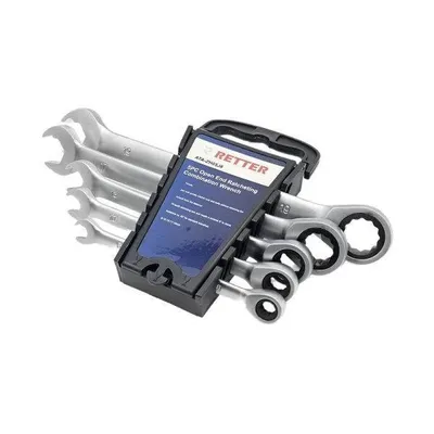 Produktbild von RETTER-Ringschlüssel mit Ratsche 5-tlg. Set Maul-Ringratschen-Schlüssel aus CR-V-Stahl