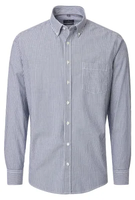 Produktbild von CASAMODA Herren Freizeithemd Langarm Button-Down Blau gestreift 3XL