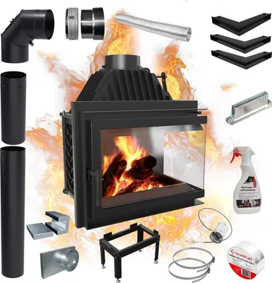 Produktbild von Rechter Gusseisen-Luftkamin KRATKI SIMPLE 15 kW Ø 200 SCHLIESSSET