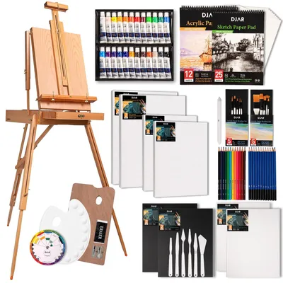 Acryl-Kunstset mit Staffelei, 81-teilig, für Erwachsene