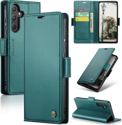 Image de Galaxy A55 Case, RFID Blocking Card, Advanced Flip Leather Case with Stand Function for Samsung Galaxy A55 Green