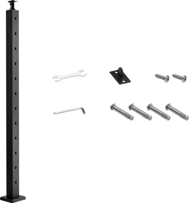 Immagine prodotto di Pali per ringhiera SucceBuy, 106,7 x 3 x 5 cm, pali per ringhiera da scala con fori angolari a 30° preforati, pali in acciaio inossidabile SUS304, set da 1 pezzo, nero