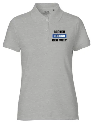 Produktbild von Huuraa Damen Polo Shirt Bester Freund der Welt S Sport Grey Bio Baumwolle Fairtrade Poloshirt Geschenkidee