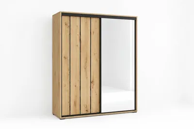 Produktbild von Schwebetürenschrank Mia 14 Artisan Eiche mit Spiegel – Kompakter Kleiderschrank 100x62x215 cm