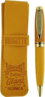 Produktbild von History & Heraldry Bamboo Persönlicher und individueller Kuli Kugelschreiber Stift mit Namen und Spruch Personalisiertes Etui Monogramm-Design persönliches Geschenk (Kuli Brigitte )