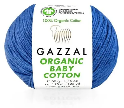 Obrázek produktu pro Příze Gazzal Organic Baby Bavlna 449, modrá barva - pro pletení a háčkování
