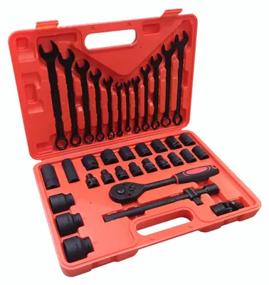 Produktbild von WMC Werkzeugset, 37-teilig, Schraubenschlüssel und Steckschlüssel 8-32 mm