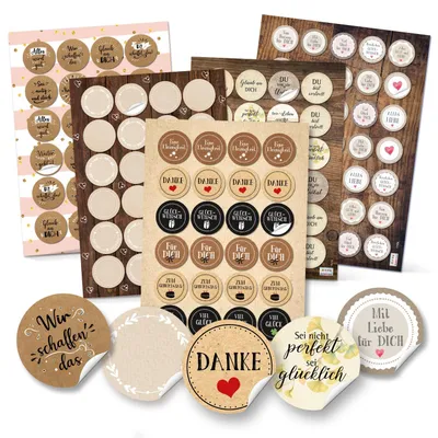 Produktbild von Geschenkaufkleber SET - Aufkleber Mix zum Basteln und Verzieren von DIY Verpackungen - beige braun Vintage