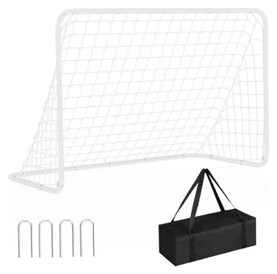 Zdjęcie produktu dla Siatka do odbicia piłki do piłki nożnej - bramka treningowa o wymiarach 6x4 stopy (183x122 cm) - składana - rama metalowa - do użytku w ogrodzie i na plaży - przenośna - biała