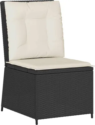 Produktbild von vidaXL Garten-Sofa mit Kissen Schwarz und Cremeweiß Poly-Rattan
