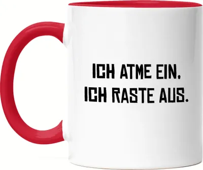 Produktbild von Ich atme ein Ich raste aus Tasse Rot Geschenk Büro Mitarbeiter Chef Humorvolles Motiv