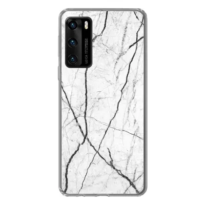 Produktbild von MuchoWow® Handyhülle Schutzhülle Hülle für Huawei P40 Marmor - Schwarz - Weiß Silikon Softcase Handy Hülle - Handytasche