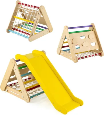 Immagine prodotto di Gioco da arrampicata per bambini Struttura da arrampicata triangolare 4 in 1 con rampa, multicolore