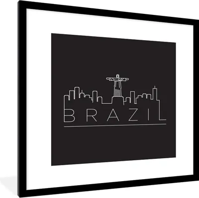 Produktbild von MuchoWow® MuchoWow® Gerahmtes Poster Stadtbild "Brasilien" mit schwarzem Hintergrund 40x40 cm - Poster mit zchwarzem Bilderrahmen - Poster - Plakat im Rahmen