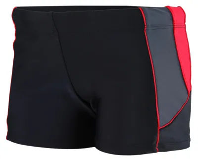 Produktbild von Aquarti Jungen Kurze Badehose mit Einsätzen Seitlich , Farbe: Schwarz/Graphit/Rot, Größe: 164