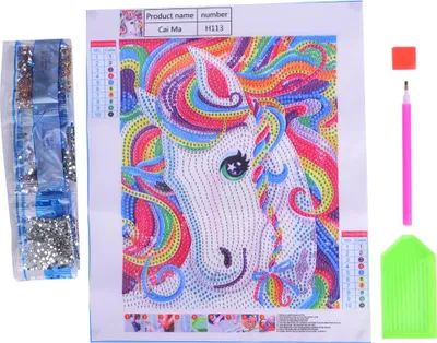 Produktbild von Pferd Diamond Painting, 30x25cm, DIY ohne Rahmen, farbiges Dekorations-Set