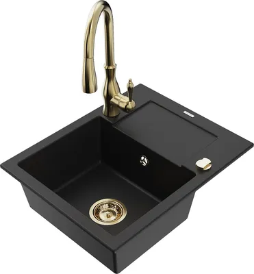 Image de Enzo granit évier 1 avec égouttoir y compris mélangeur Savita, noir (6506-77-672601-50)