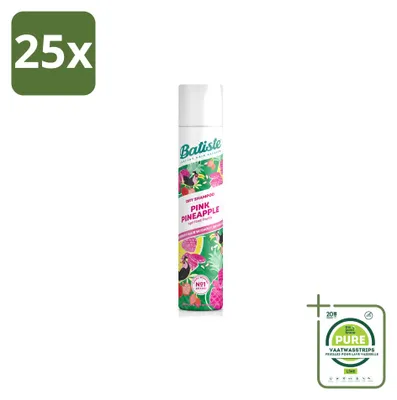 Imagen del producto de 25 unidades de champú seco Batiste Pink Pineapple, 200 ml cada uno. Pack grande