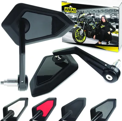 Produktbild von Area1 Motorradspiegel CNC Lenkerenden Motorrad Rückspiegel Set 7/8" (Rechts+Links) e , Schwarz-Glänzend. Kompatibel mit Yamaha BMW Honda Suzuki