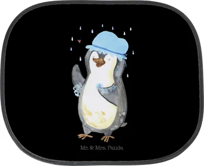 Produktbild von Mr. & Mrs. Panda Sonnenschutz Auto Pinguin Duschen - Schwarz - Geschenk, Duschkonzert, hitzeschutz autoscheibe, Sonnenblende, Singen, Fürs, Dusche, blendschutz, Baden