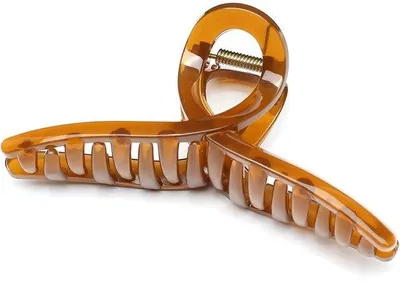 Imagen del producto de Pinza para el cabello grande, elegante accesorio para el cabello de mujer. Un solo artículo (13 cm * 6,2 cm, color marrón claro)