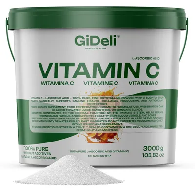 Produktbild von Vitamin C 3kg Pulver Reine L-Ascorbinsäure 100% Rein Vegan Immunsystem GiDeli