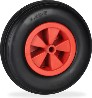 Produktbild von relaxdays Schubkarrenrad 3.50-6 in Schwarz/Rot