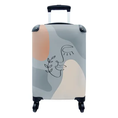 Produktbild von MuchoWow® Koffer Handgepäck Trolley Rollkoffer Kleine Reisekoffer mit 4 Rollen - Pastell - Blau - Gesicht - Cabin Size < 55x40x23 cm & 55x40x20 cm - Fotokoffer - Kabinenkoffer - Boardgepäck - Reise-Box - Reisekoffer - Reisegepäck - Koffer mit Bild - Trolley für Kinder
