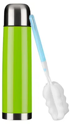 Thermosflasche 1 L Edelstahl vakuumisoliert mit Trinkbecher grün