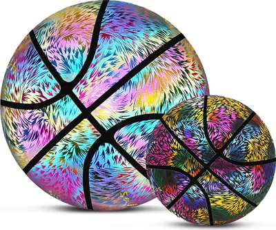 Image de Basketball Taille 7, Multicolore PlumagePolyuréthaneRéfléchissant, Ballon de compétition standard adulte, Cadeau d'anniversaire et cadeau de fête