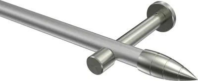 Produktbild von Interdeco Gardinenstange / Vorhangstange Silbergrau / Edelstahl-Optik, Typ Prestige Samanto (Rillenpatrone) ohne Ringe, 20 mm Ø 1-läufig, 180 cm