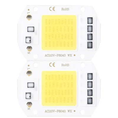 Obrázek produktu pro 2 ks AC110V 50W vysoce výkonný LED čipový světelný zdroj s integrovanými COB čipy, 6x4cm, bílý