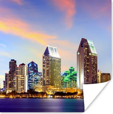 Produktbild von MuchoWow® Poster Skyline - Vereinigte Staaten - Wasser 50x50 cm - Wohnzimmerdekoration