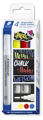 Produktbild von STAEDTLER Lumocolor 334 Kreide-Marker mit Rundspitze Etui mit 4 Farben