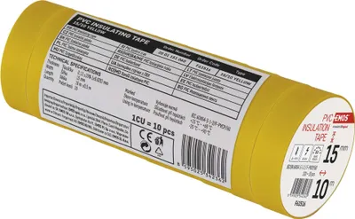Isolierband PVC 15mm/10m Gelb, 10 Stk.