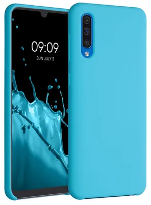 Produktbild von kwmobile Handyhülle für Samsung Galaxy A50 Hülle - Case Silikon - Kabelloses Laden - Schutzhülle Cover in Meerblau