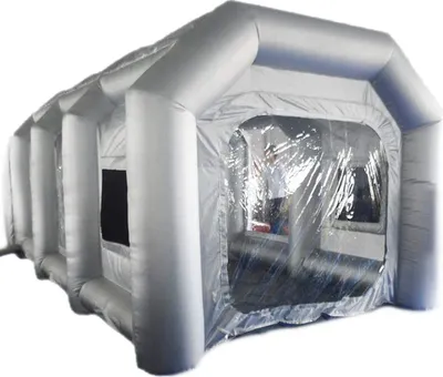 Image de Cabine de peinture gonflable Tente de peinture Filtre à air avec fenêtre 4*2.5*2.2m (Gris)