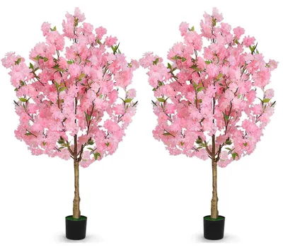 Künstliche Kirschblütenbäume 2er-Set, 120 cm, im Topf