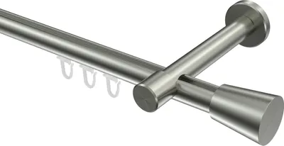Produktbild von Interdeco Innenlaufstange / Gardinenstange mit Innenlauf Edelstahl-Optik, Typ Prestige Sitra (Konus), 20 mm Ø 1-läufig, 140 cm