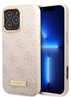Zdjęcie produktu dla Guess sztywne etui 4G z logo MagSafe iPhone'a 16 (GUHMP16XU4GPRP) - różowe