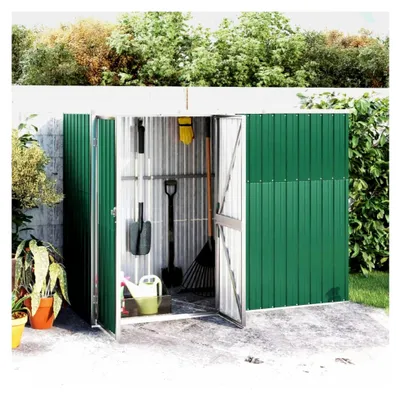 Produktbild von Gartenhaus Geräteschuppen Metall mit Schrägdach in Grün 225x89x161 cm