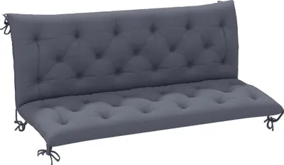 Produktbild von 3-Sitzer Bankauflage – Sitzkissen mit Bändern, Rückenkissen, für Indoor/Outdoor, Sitzbank, Gartenbank oder Hollywoodschaukel, Farbe: Dunkelgrau, Maße: 150 × 98 × 8 cm.